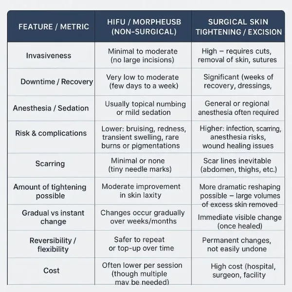 Lost the Weight but Not the Loose Skin? 3 A table showing the benefits of Lipo Sculpt Sale treatments to combat loose skin.